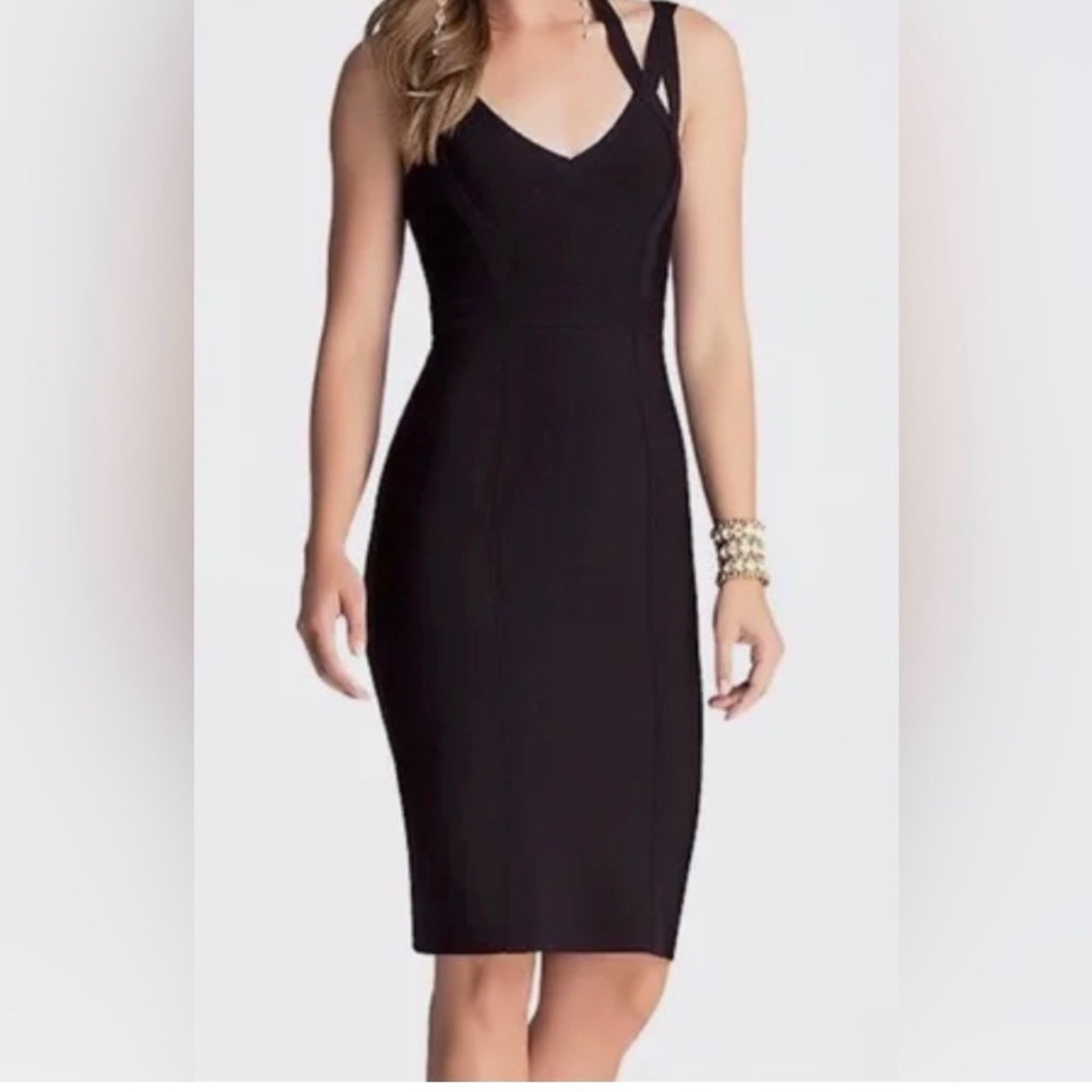 bebe Black Strappy Midi Dress